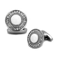 Silver cufflinks for mens with white stone and crystal detailing