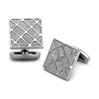 Silver textured cufflinks for mens, ideal for formal occasions