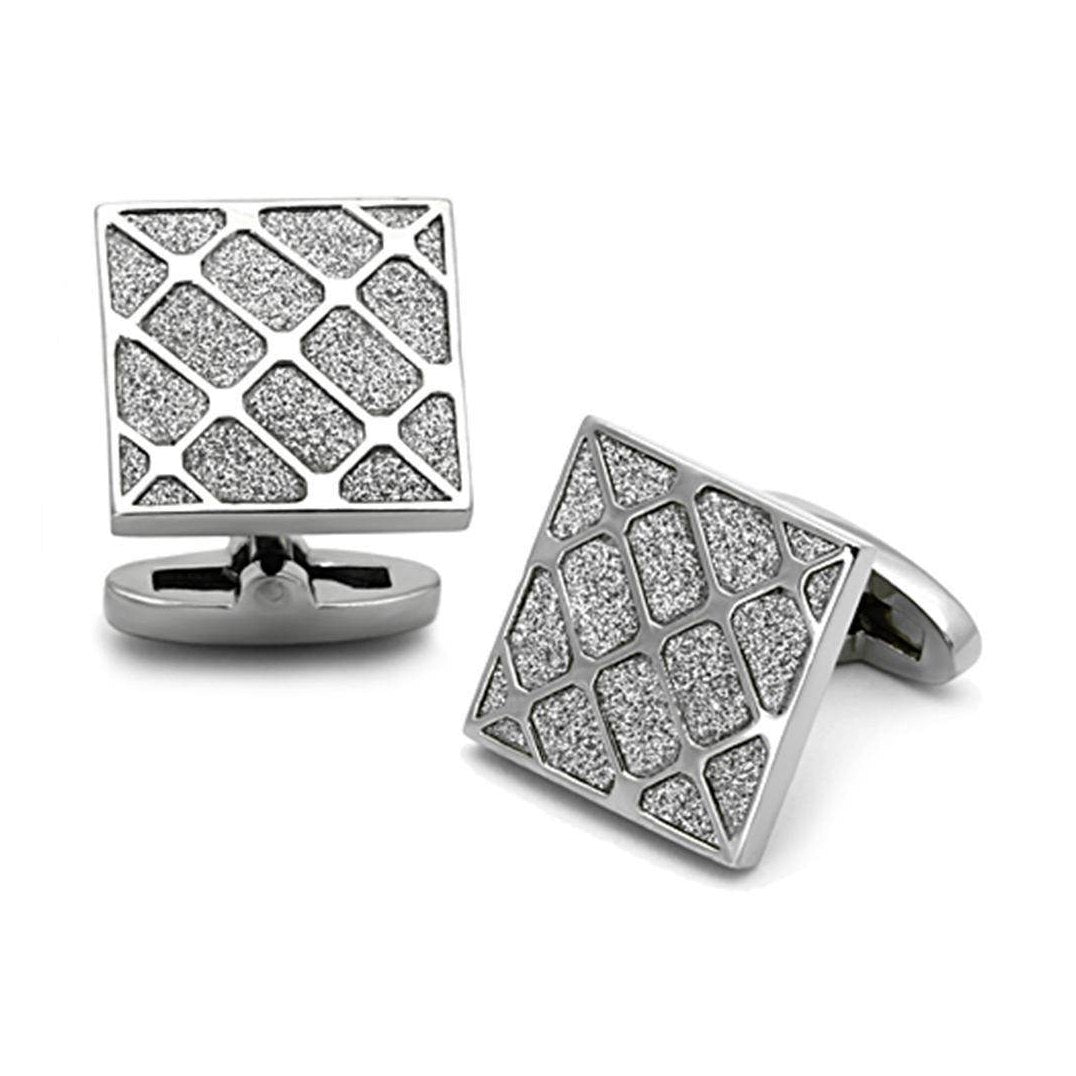 Silver textured cufflinks for mens, ideal for formal occasions