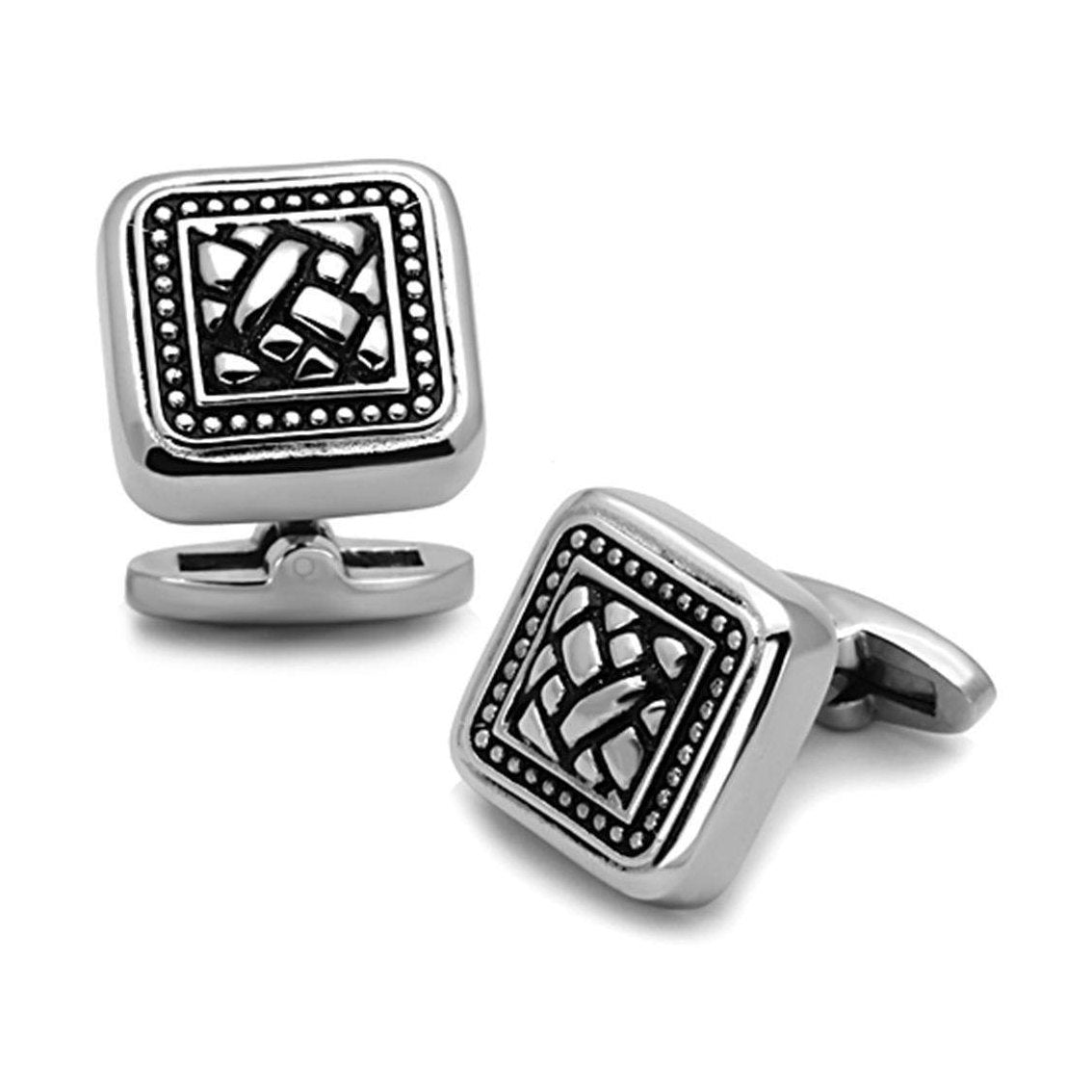 Men's silver cufflinks for mens with intricate design, perfect for formal occasions