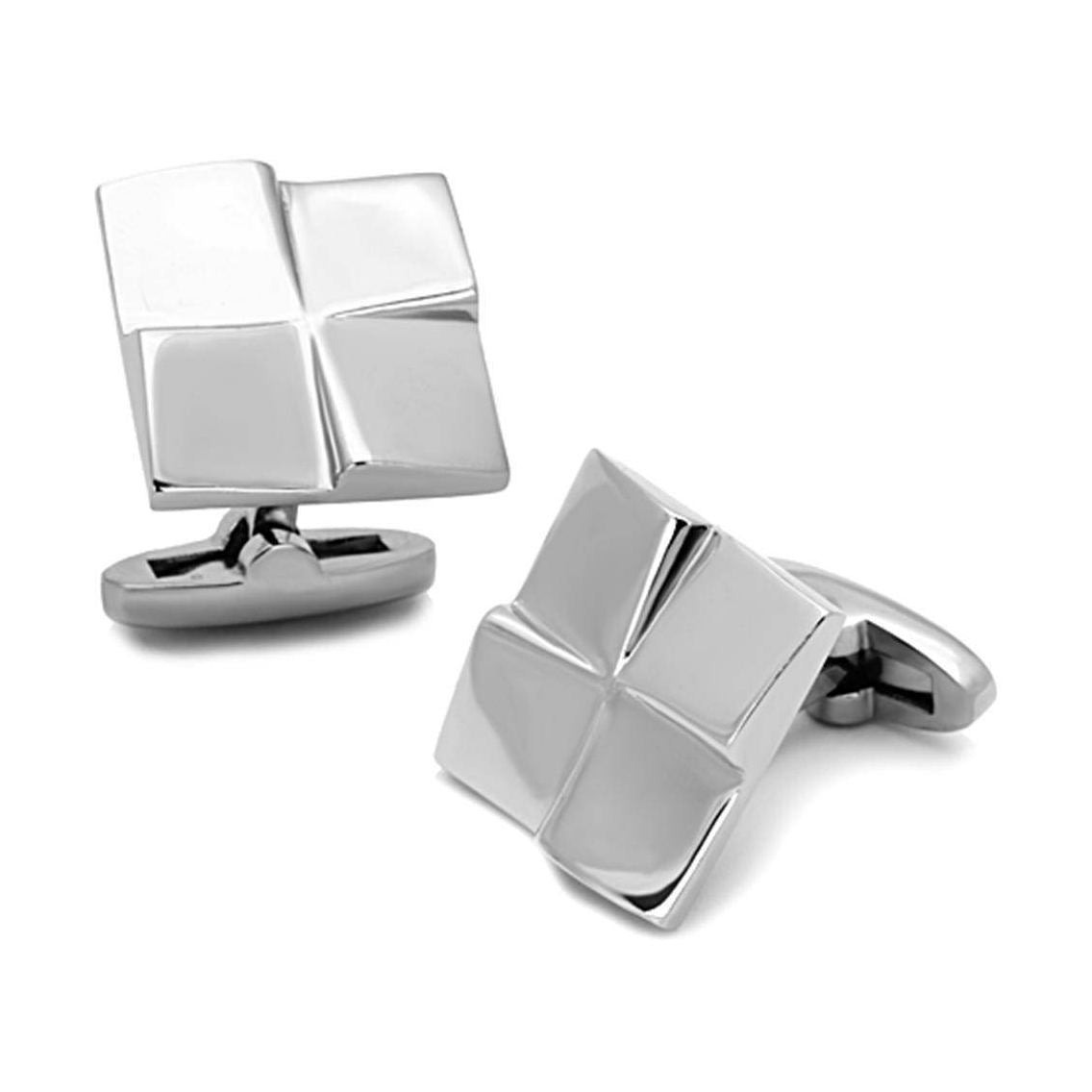 Men's silver square cufflinks for mens, formal wear accessory