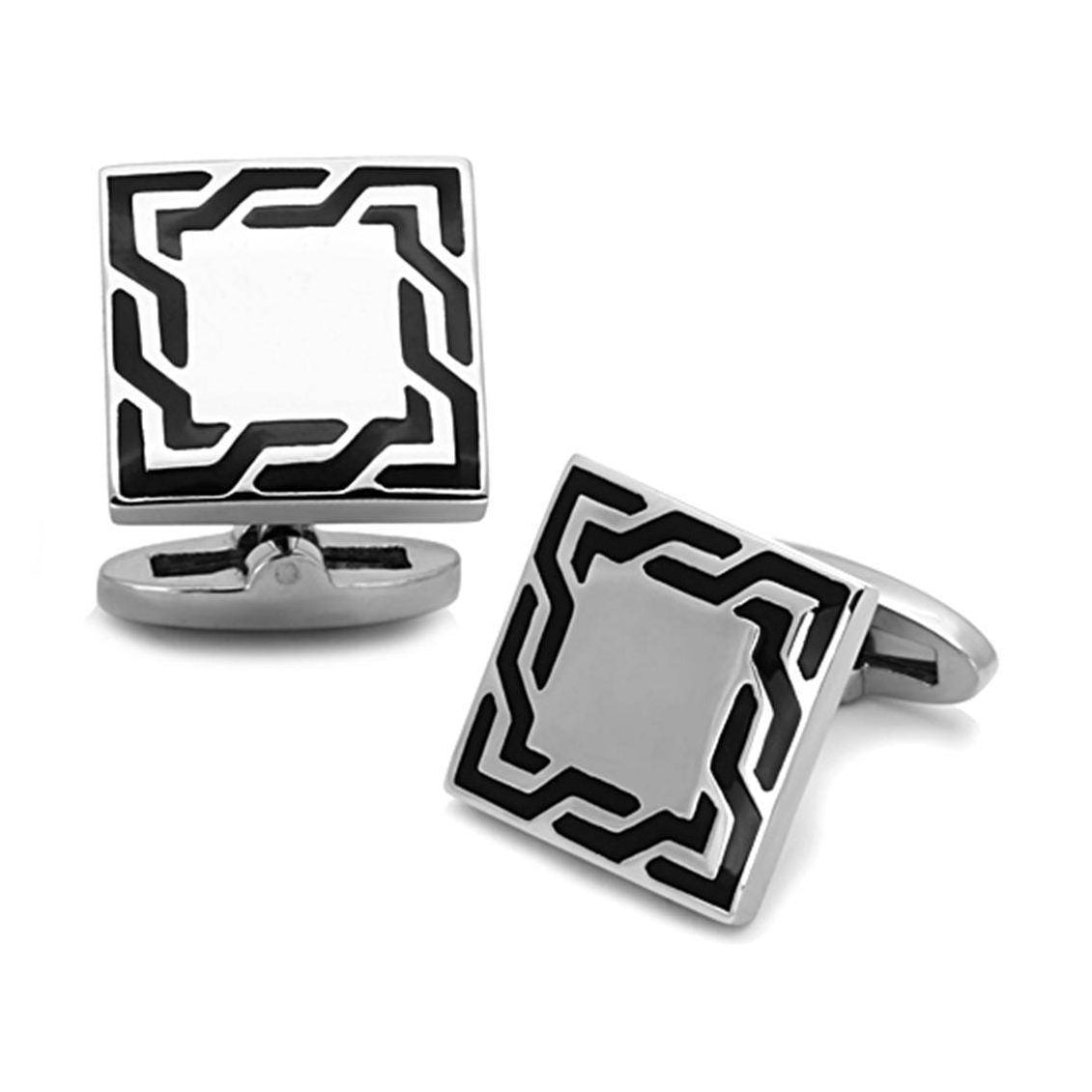 Silver geometric cufflinks men's for formal occasions and special events