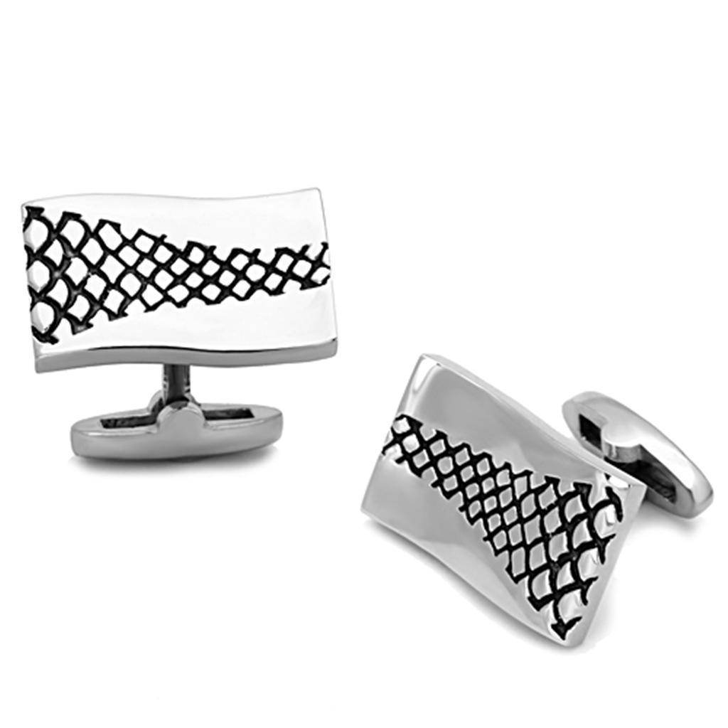Silver cufflinks men's with a stylish fishnet design for formal occasions