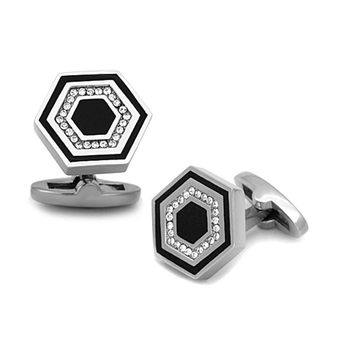 Men's cufflinks in silver and black, perfect for formal occasions