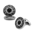 VacationGrabs cufflinks men's in silver with black and crystal accents