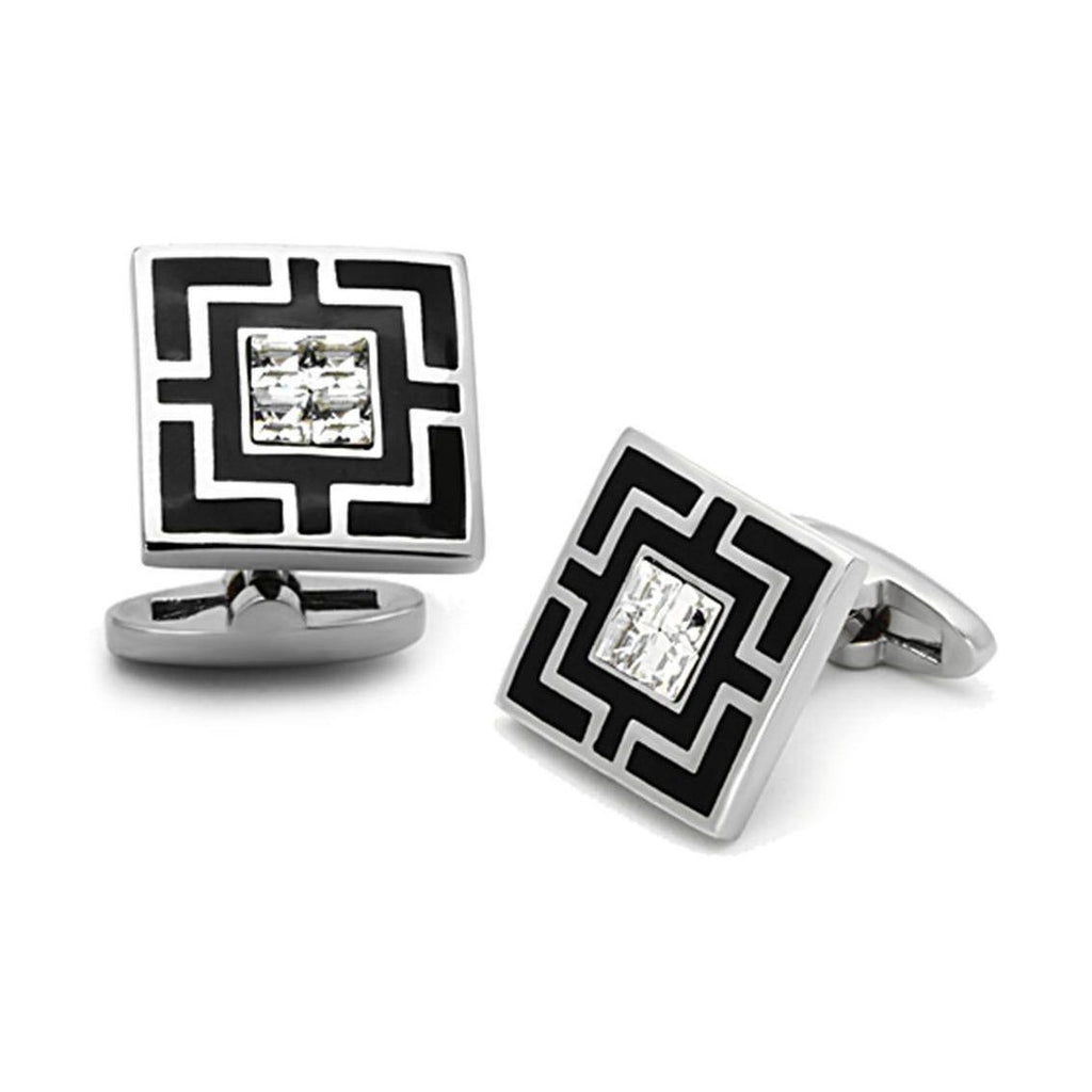 Black and silver cufflinks men's, stylish square design for formal wear