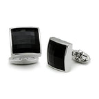 Silver and black cufflinks men's for formal and business attire