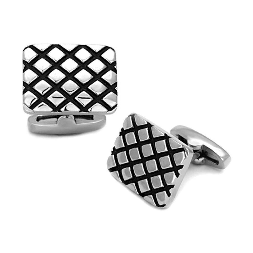 Silver textured cufflinks men's, stylish accessory for formal occasions
