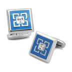 Cufflinks men's in blue enamel with silver accents for formal events