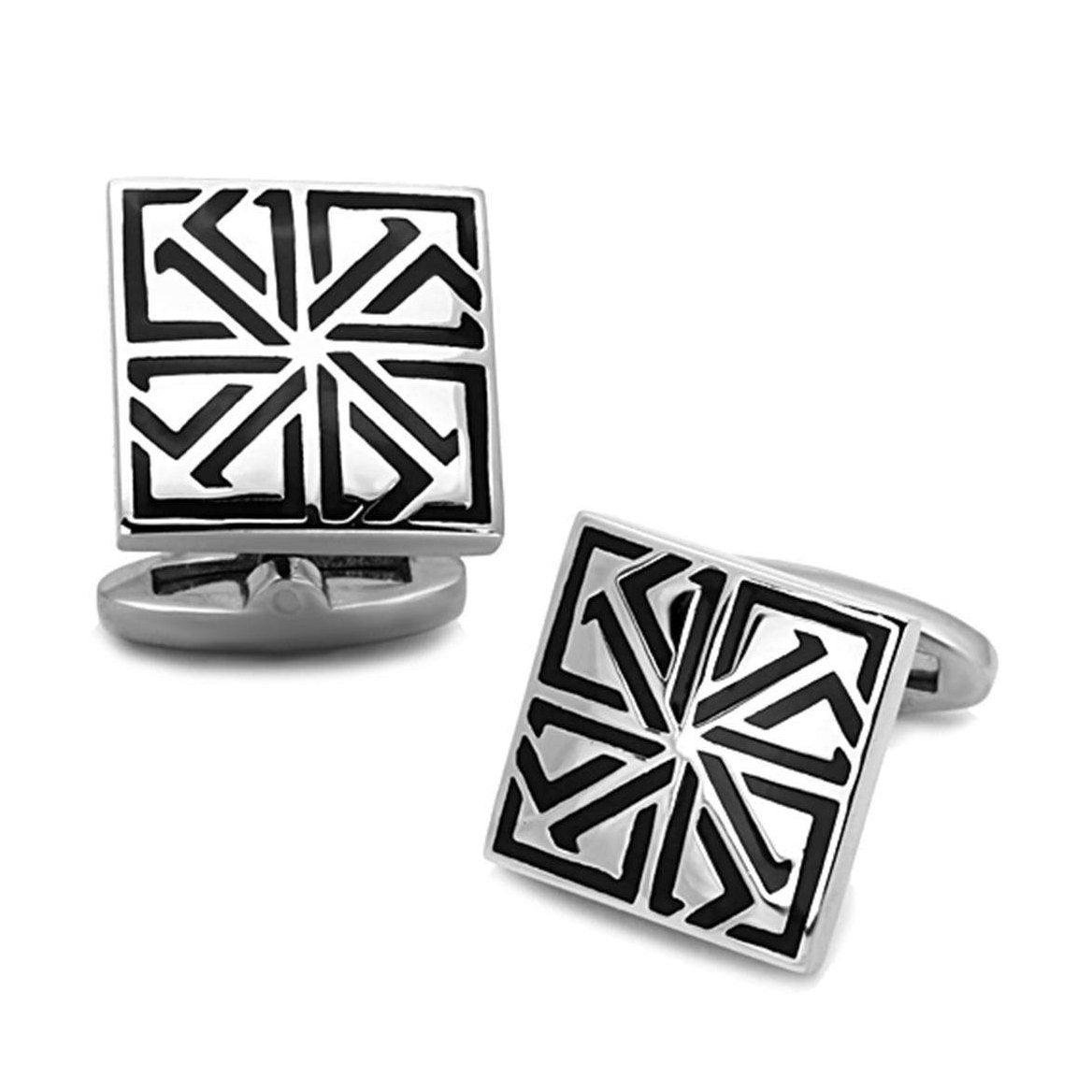Silver cufflinks men's with geometric design for formal occasions