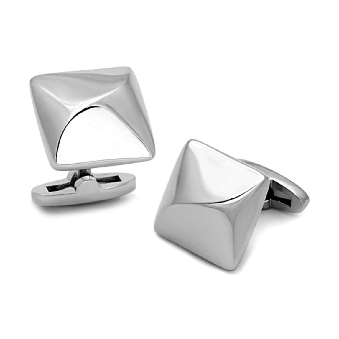 Silver geometric cufflinks men's accessory for formal occasions