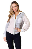 Trendsi women's curved hem casual blouse with a stylish button-down design and contrast colors