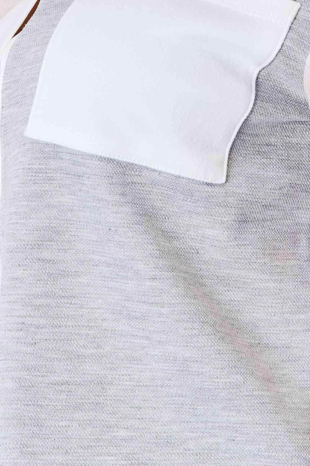 Trendsi women's shirt featuring a curved hem casual blouse in soft gray fabric with a stylish pocket detail