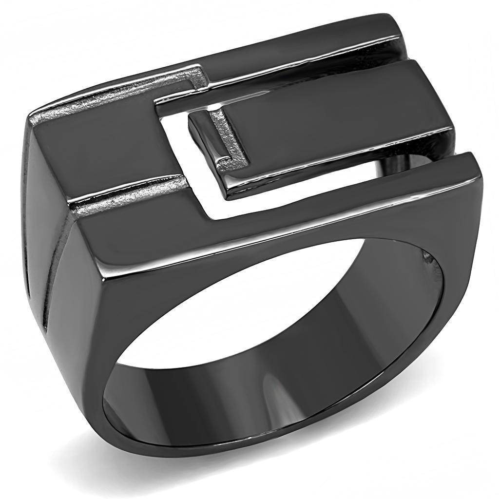 Stylish black cutout design mens ring made from premium materials for modern looks