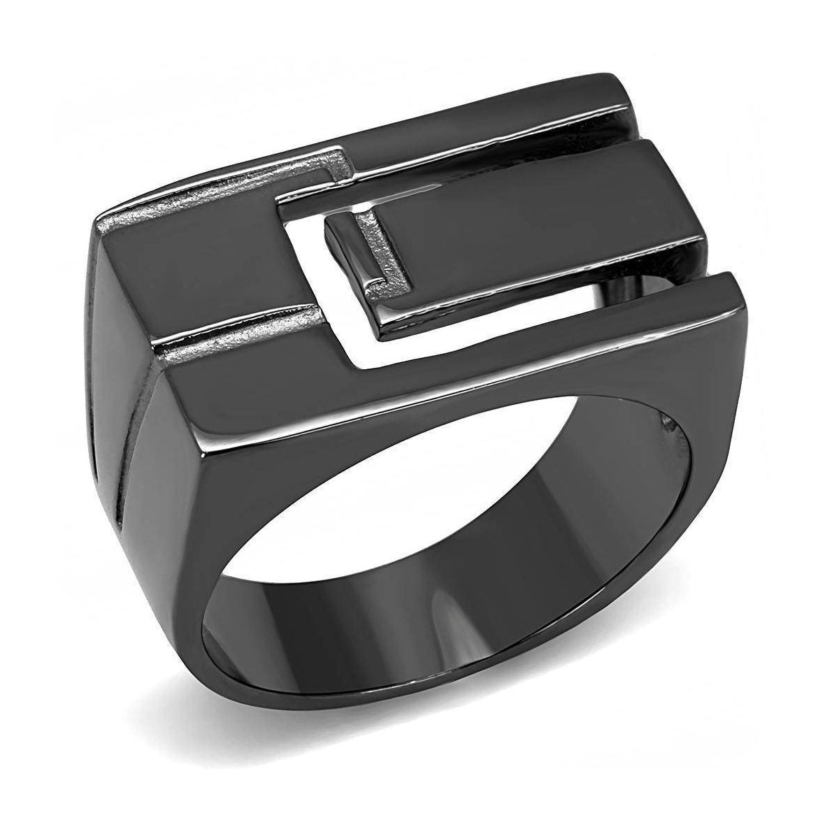 Stylish black cutout design mens ring made from premium materials for modern looks