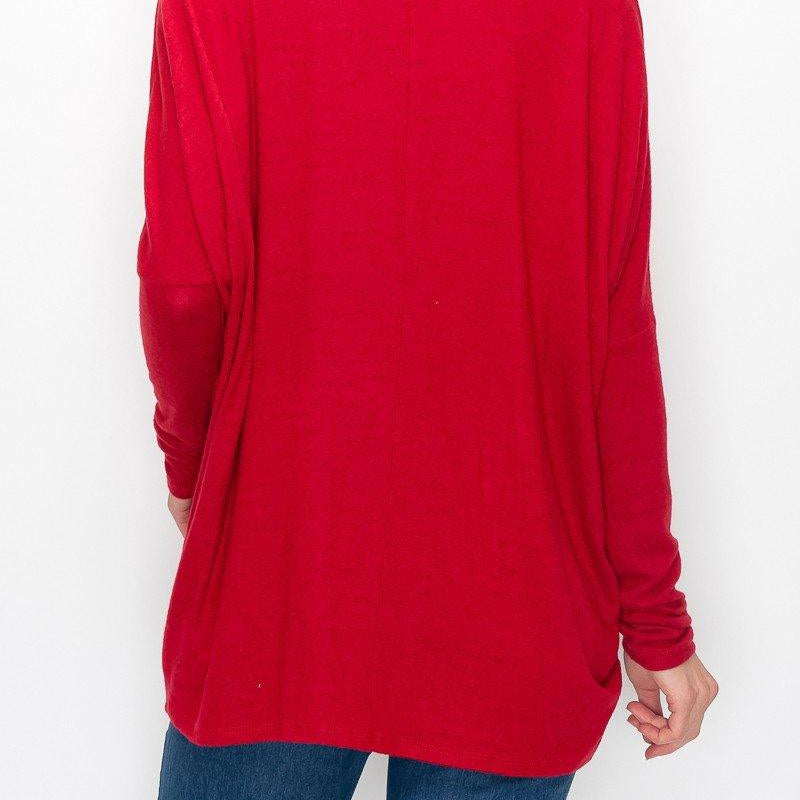 Women's Sweaters Cutout Front Long Sleeve Top - Red