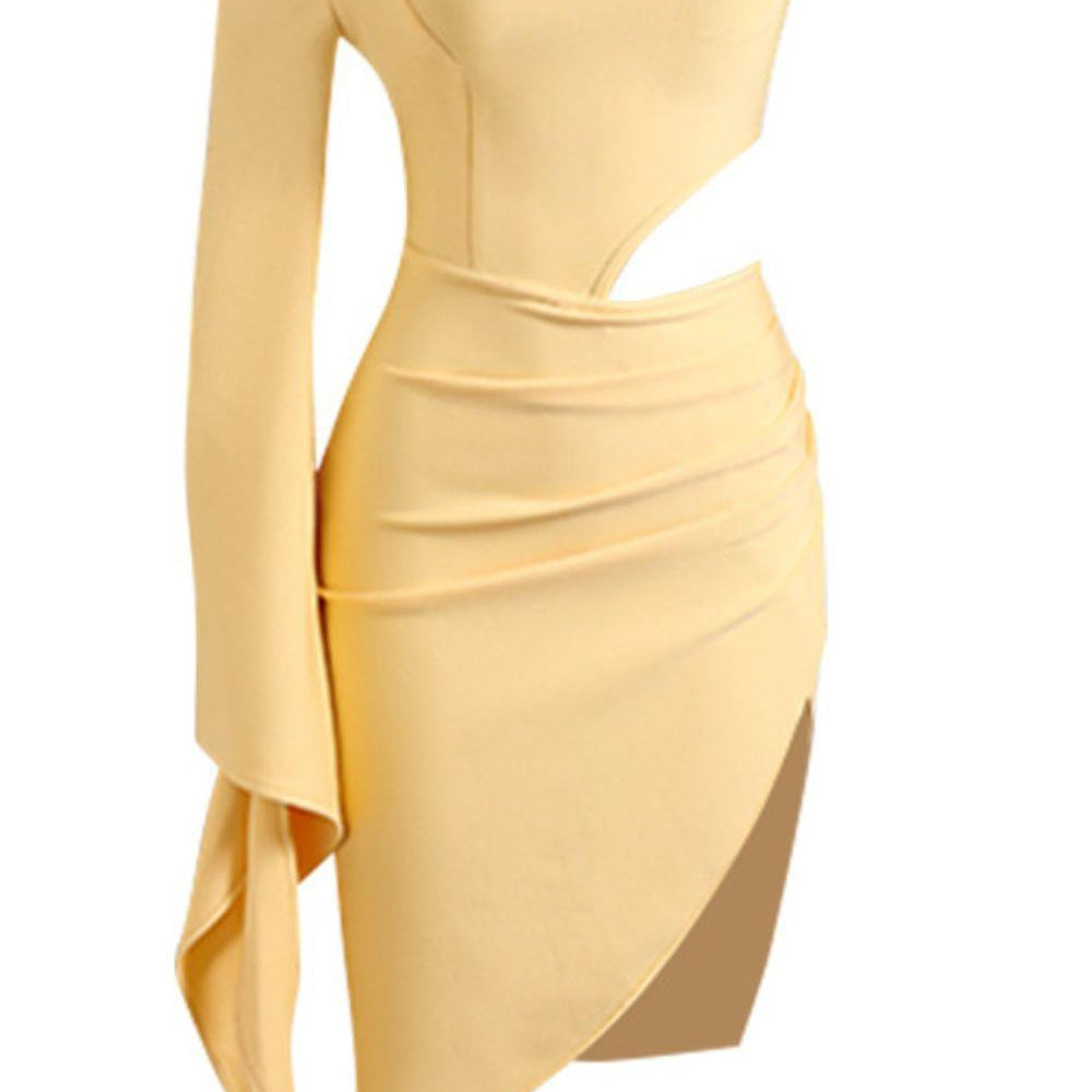 Women's Dresses Cutout Split Flare Sleeve One-Shoulder Dress