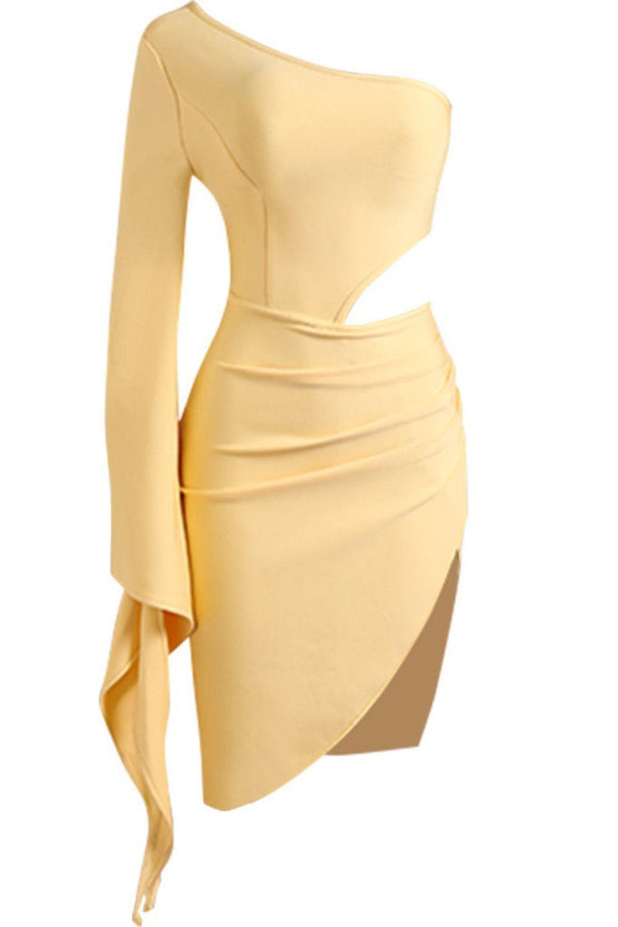 Women's Dresses Cutout Split Flare Sleeve One-Shoulder Dress