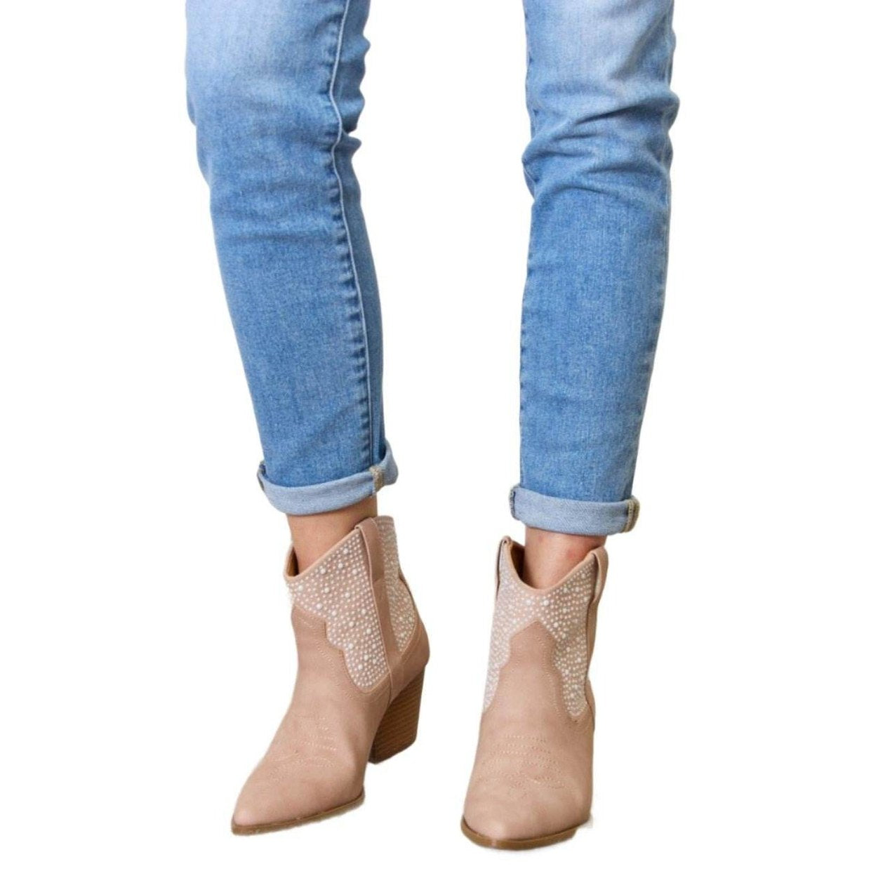 East Lion Corp Rhinestone Ankle Cowgirl Booties - VacationGrabs