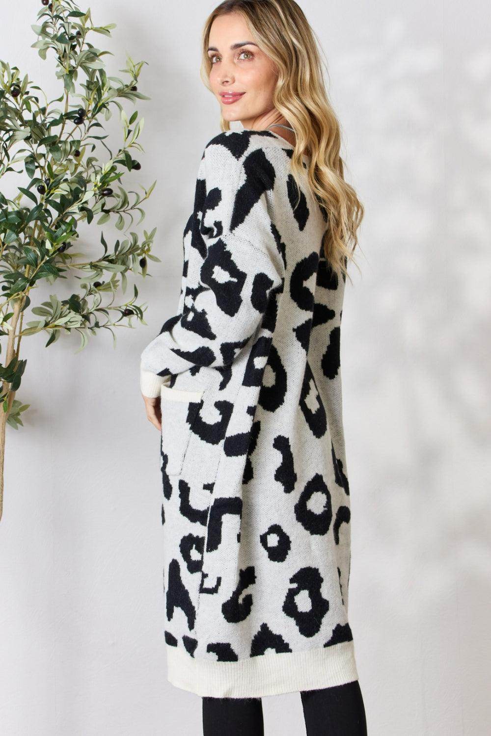 BiBi Leopard Open Front Cardigan - VacationGrabs