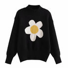 Women's Sweaters Daisy Pullover Sweater Womens Jacquard Black Pullover Sweater