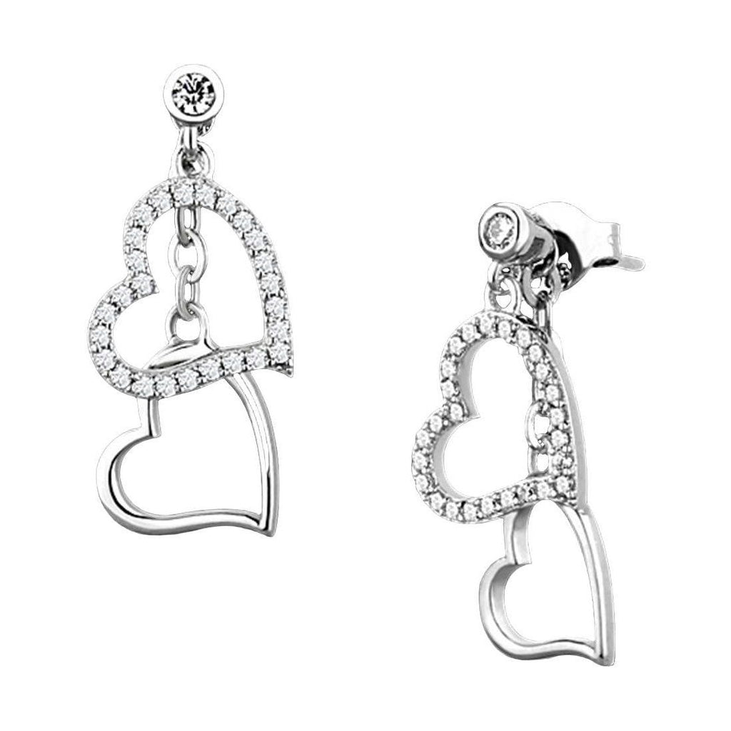 Stunning dangling heart earrings for women with sparkling rhinestones and elegant design