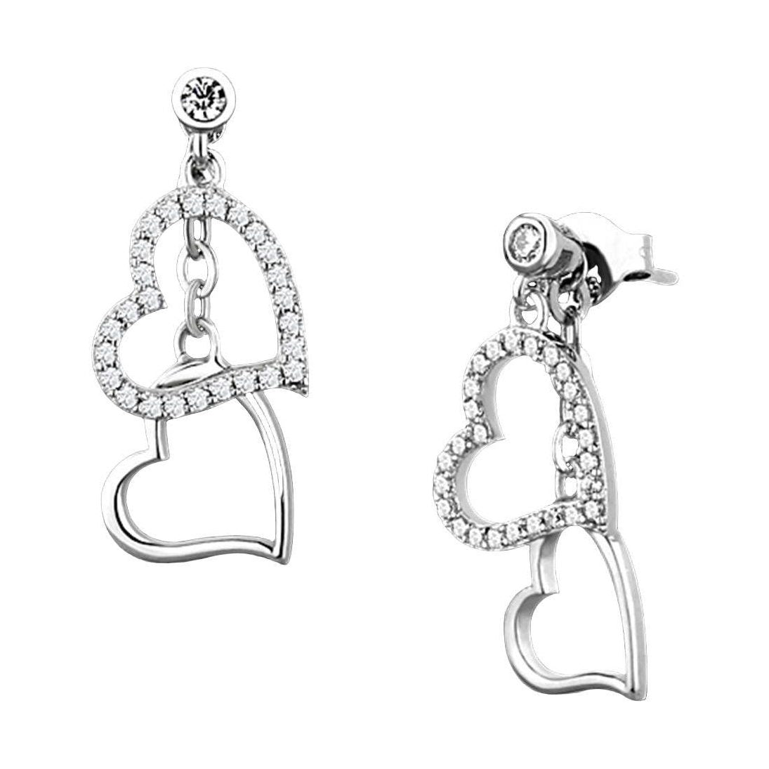 Stunning dangling heart earrings for women with sparkling rhinestones and elegant design