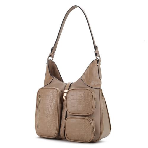 Wallets, Handbags & Accessories Daphne Crocodile-Embossed Shoulder Handbag Vegan Leather Women