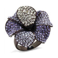 Elegant dark brown flower cocktail ring adorned with sparkling rhinestones for stylish women