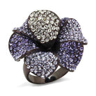 Elegant dark brown flower cocktail ring adorned with sparkling rhinestones for stylish women