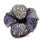 Elegant dark brown flower cocktail ring adorned with sparkling rhinestones for stylish women
