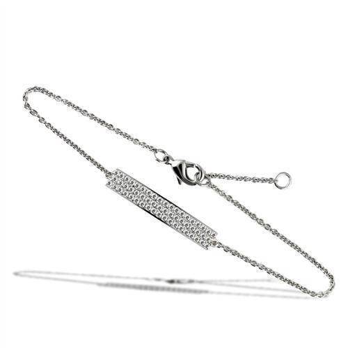 Delicate rhodium bracelet for gifting with sparkling stone details and adjustable chain