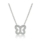 Delicate vacation jewelry for women featuring a silver butterfly pendant necklace with sparkling accents