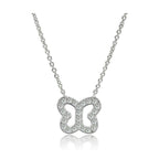 Delicate vacation jewelry for women featuring a silver butterfly pendant necklace with sparkling accents