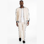 Stylish WEIV diamond tape joggers in beige with contrast side stripes for a sporty look