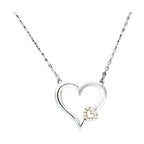 Elegant double heart necklace for women with a silver chain and one embellished heart pendant