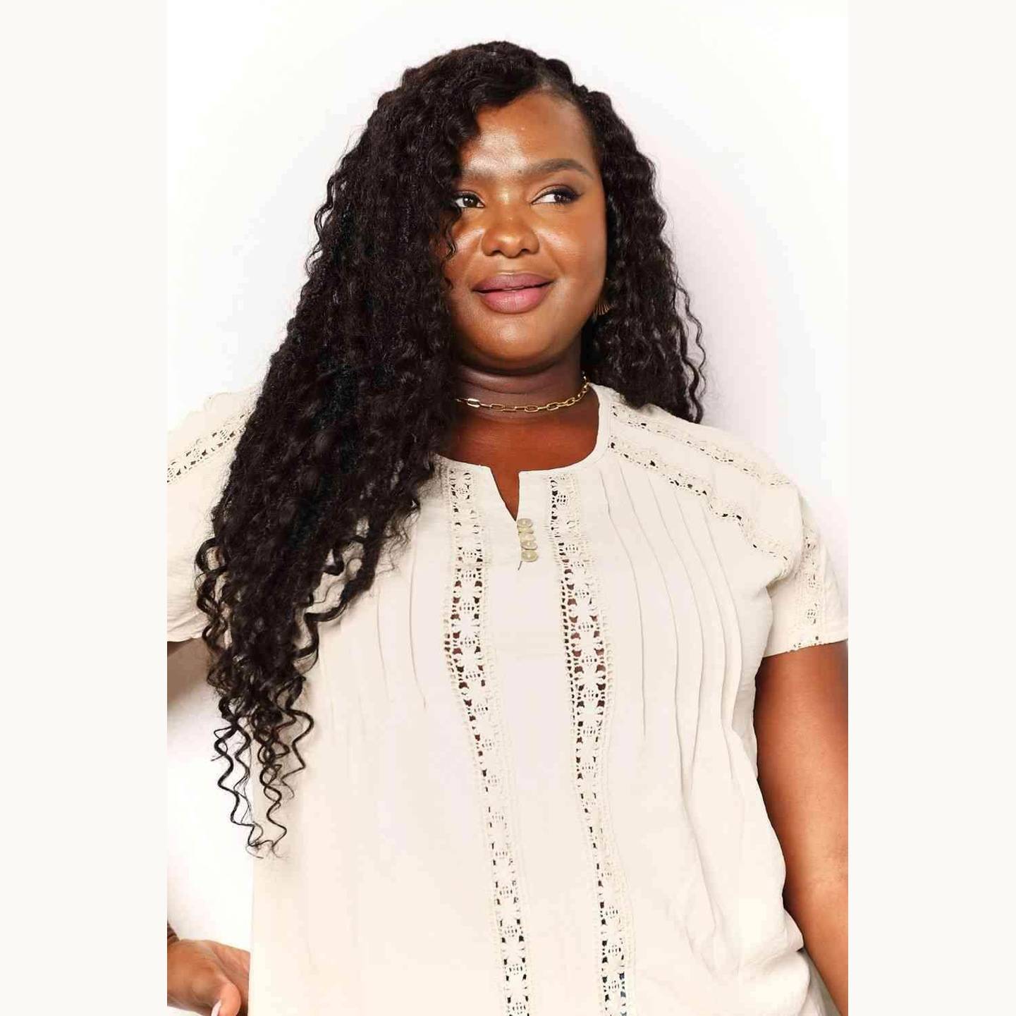 Trendsi Women's Double Take Crochet Top in Cream with Stylish Button Detail and Elegant Design