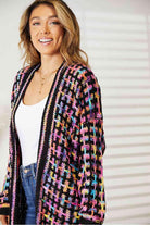 Women's Sweaters - Cardigans Double Take Full Size Multicolored Open Front Fringe Hem Cardigan