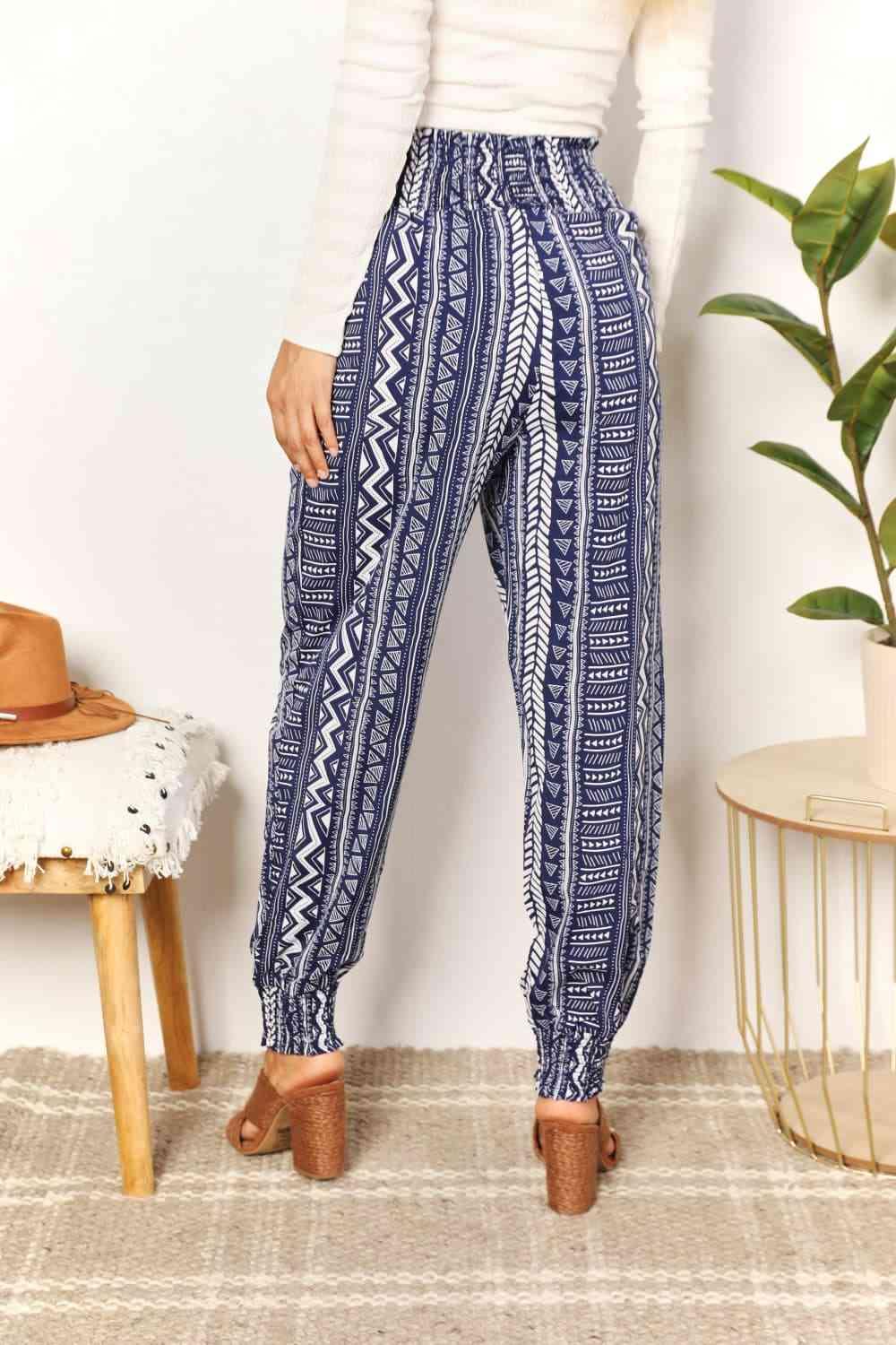 Women's Pants Double Take Geometric Print Tassel High-Rise Pants