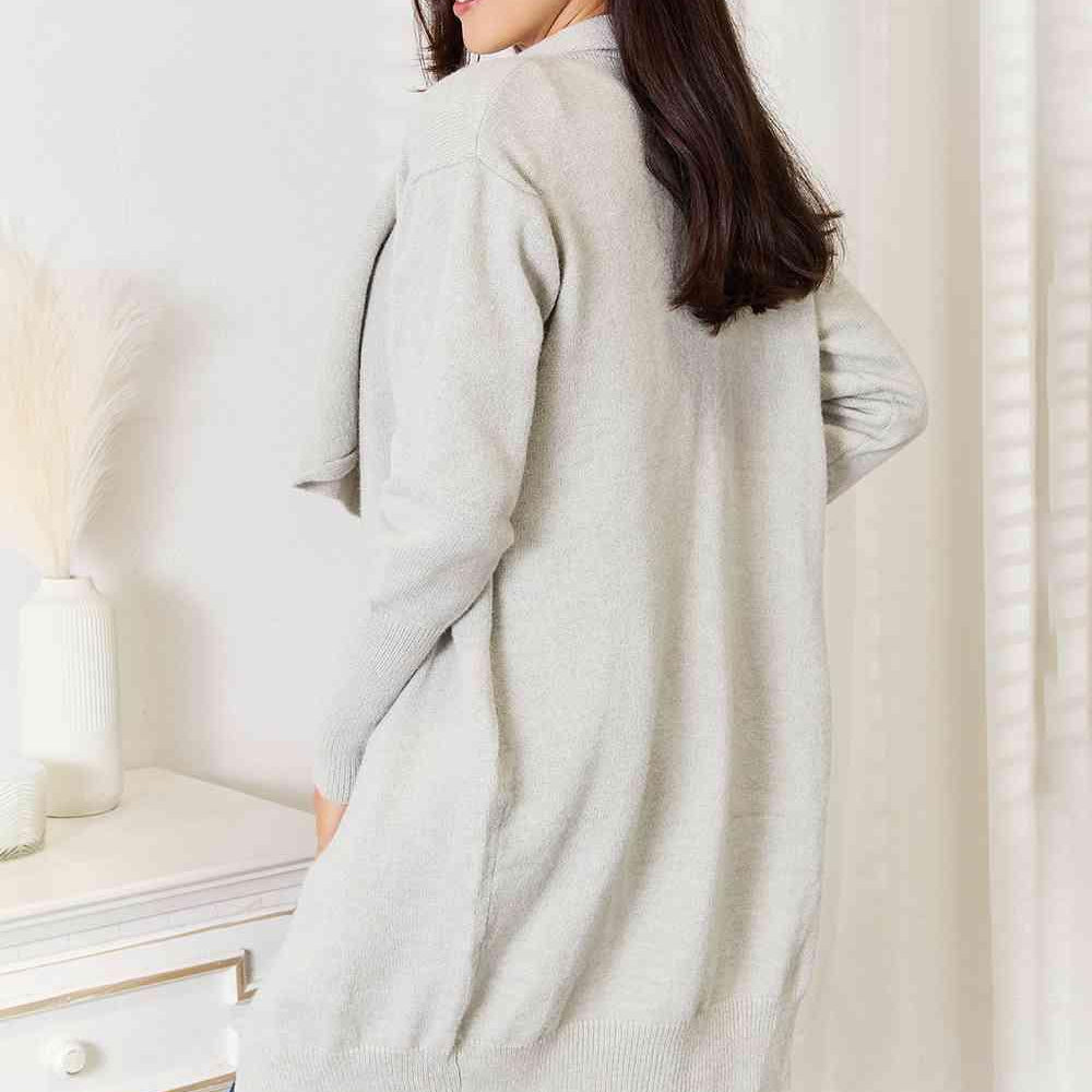 Women's Sweaters - Cardigans Double Take Open Front Duster Cardigan with Pockets