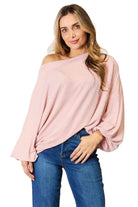 Women's Shirts Double Take Ribbed Long Sleeve Top