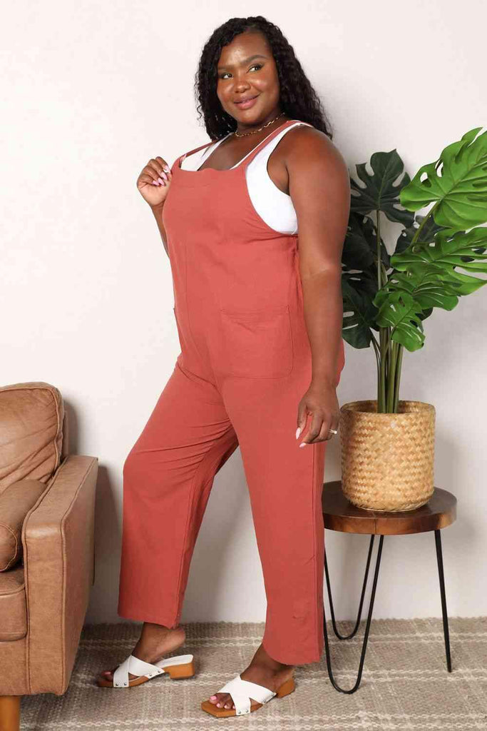 Women's Jumpsuits & Rompers Double Take Wide Leg Overalls with Front Pockets