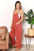 Women's Jumpsuits & Rompers Double Take Wide Leg Overalls with Front Pockets