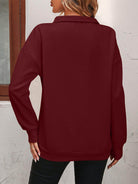 Trendsi Women's Dropped Shoulder Pullover Top in Burgundy with Comfortable Fit and Stylish Design