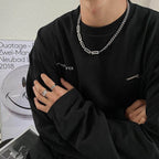 Stylish men's dual design necklace chain in silver, perfect for casual or formal outfits