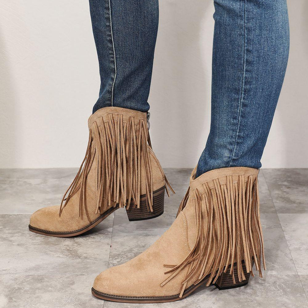 Women's Shoes - Boots Fringe Cowboy Western Ankle Boots