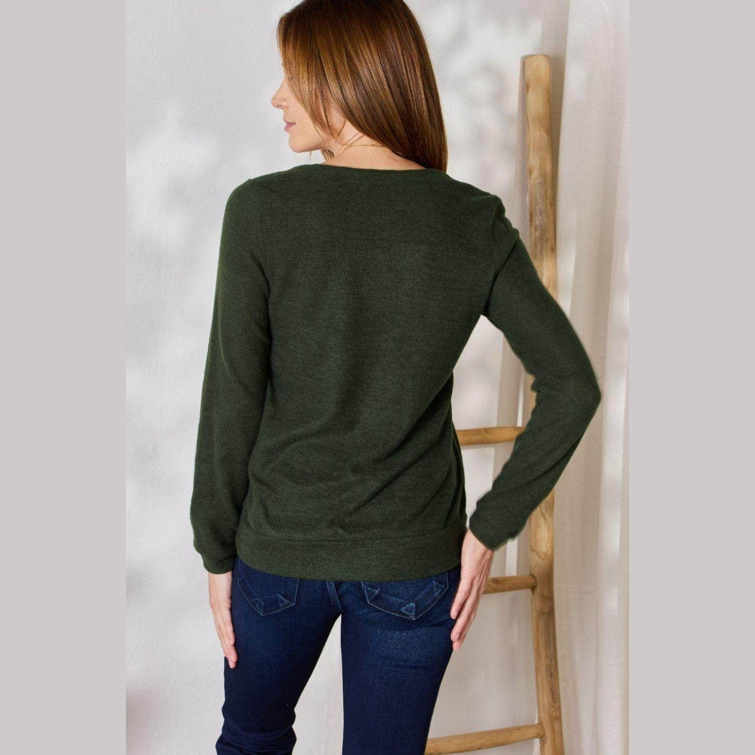 Hailey & Co Full Size Colorblock V-Neck Blouse - VacationGrabs