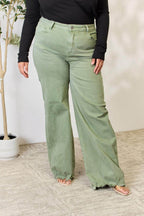 Risen Full Size Raw Hem Wide-Leg Jeans - VacationGrabs