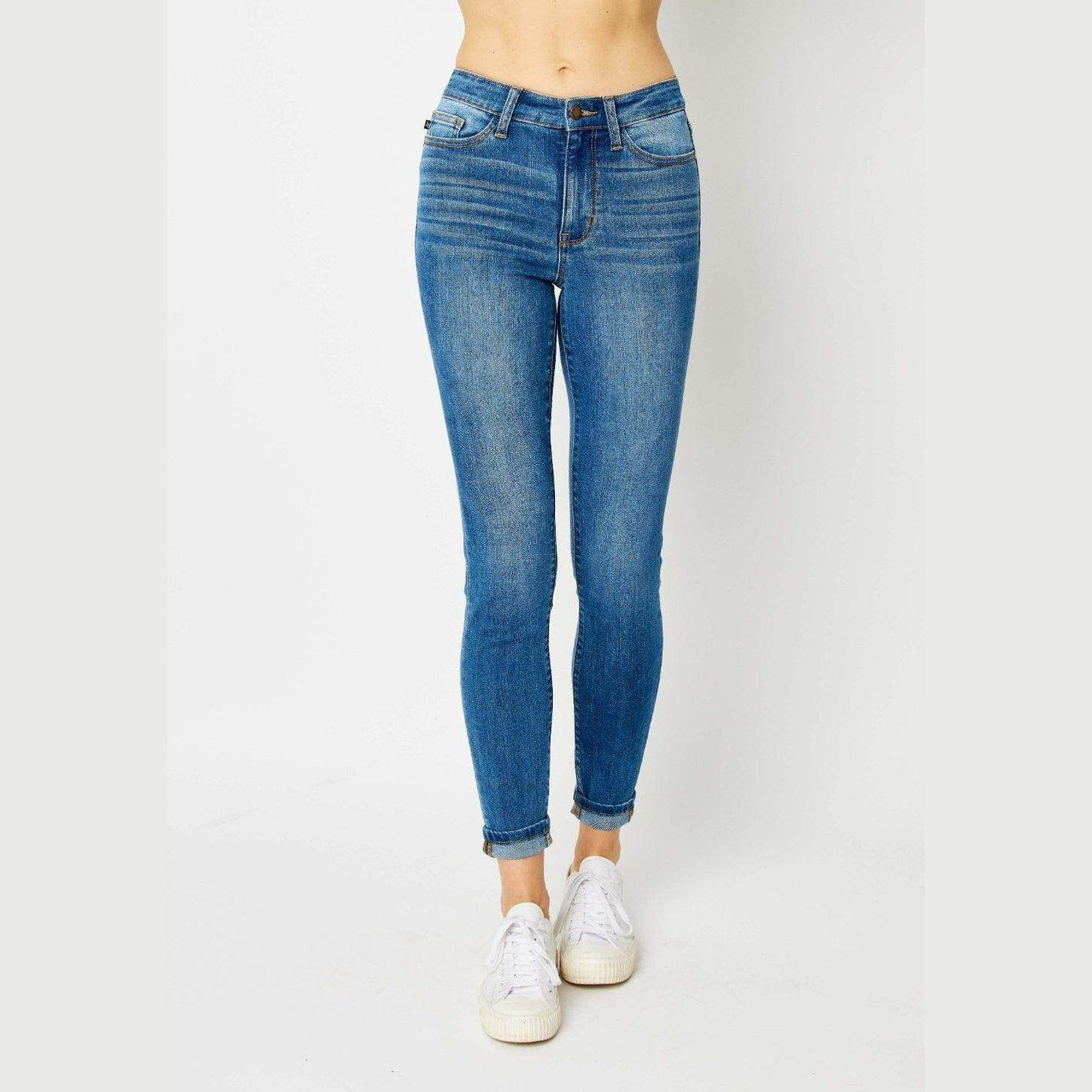 Judy Blue Full Size Cuffed Hem Skinny Jeans - VacationGrabs