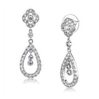 Elegant dangle earrings for vacation outfits featuring a floral design adorned with sparkling crystals